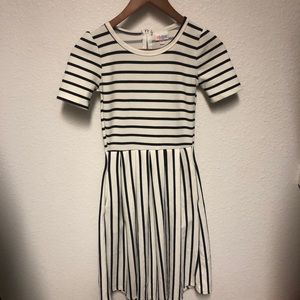 LulaRoe Amelia dress - White with black stripes